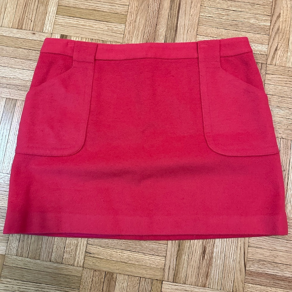 J.Crew Hot Pink Wool/Cashmere Mini Skirt Patch Pockets Fully Lined